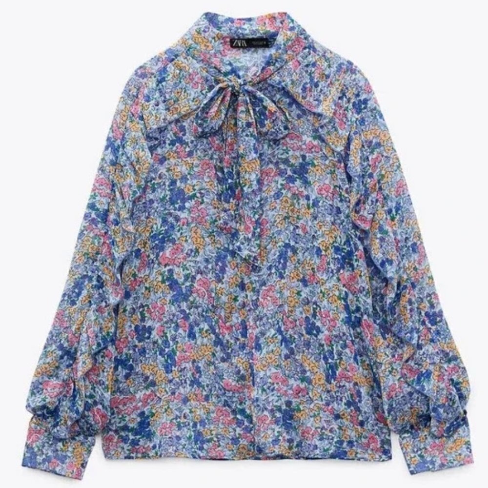 Zara Floral Blue Women's Top
